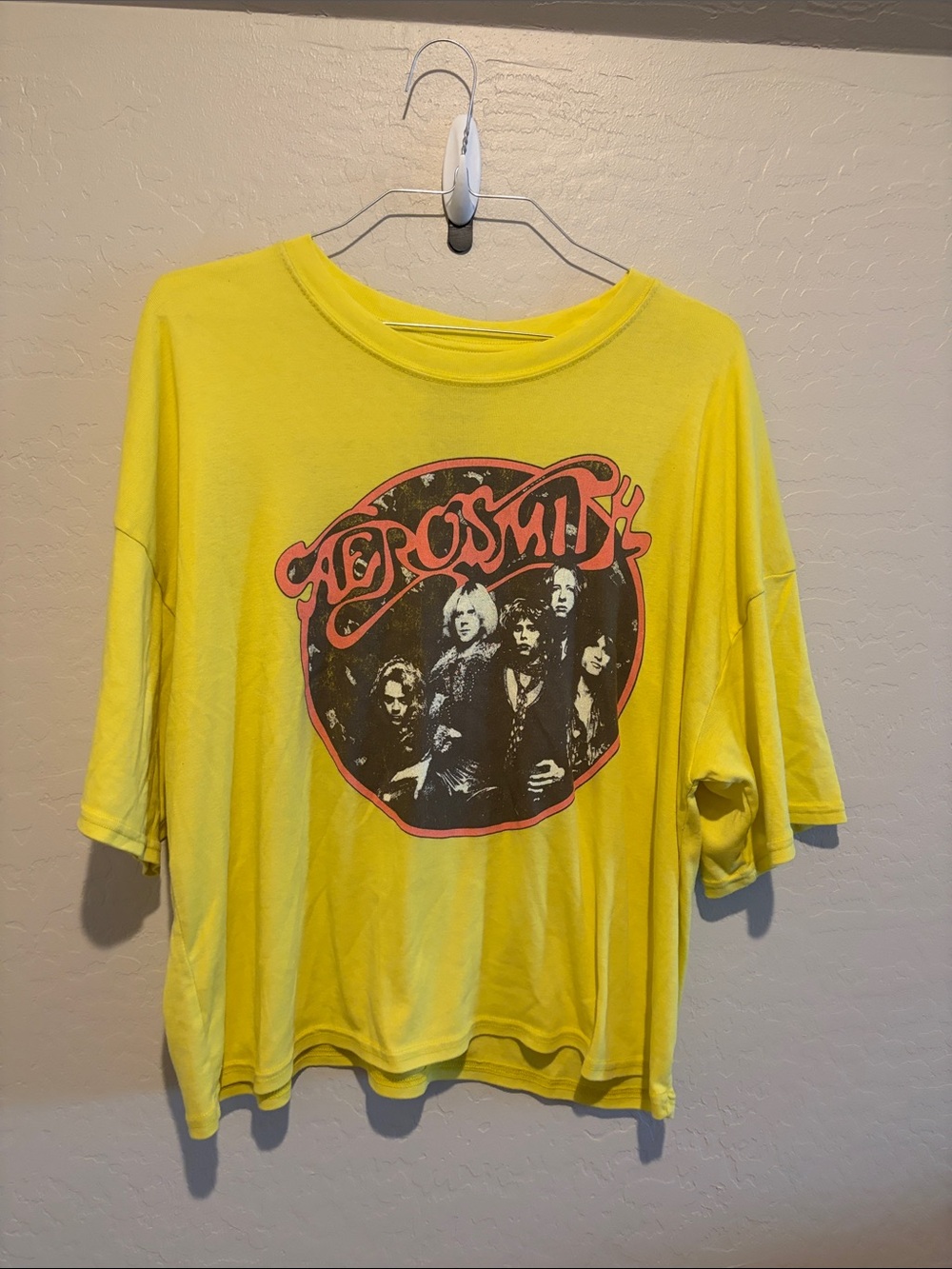 NWOT Recycled Karma Yellow Aerosmith Band Graphic Short Sleeve Tee